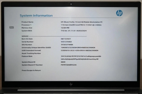 HP ZBook Firefly G8 i5 -16GB RAM - 256GB SSD - 4GB Nvidia GPU